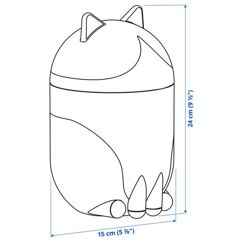 GREJSIMOJS Storage with lid, cat-shaped black/white