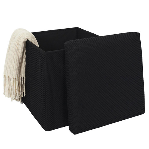 Folding Storage Pouffe Vels Atom, black
