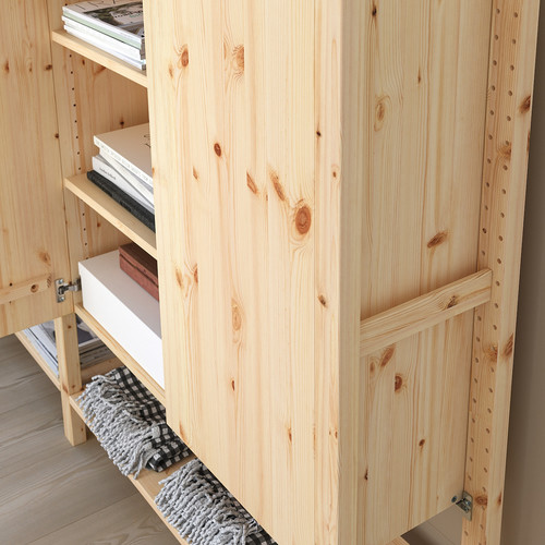 IVAR 3 sections/shelves/cabinet, pine, 259x30x124 cm