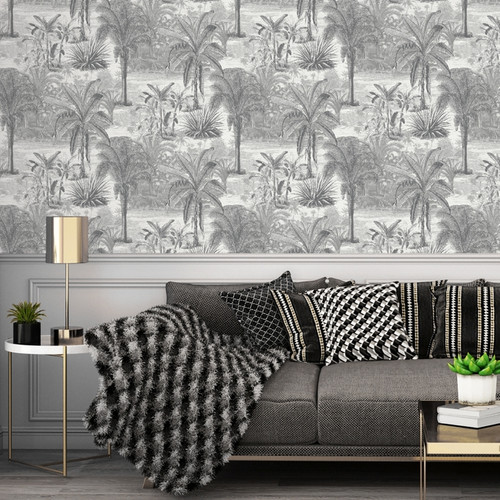 GoodHome Vinyl Wallpaper on Fleece Onyk, grey