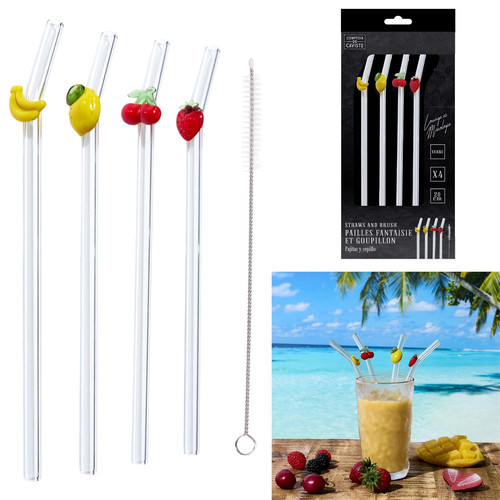 Reusable Glass Straw Set (4 Pieces)