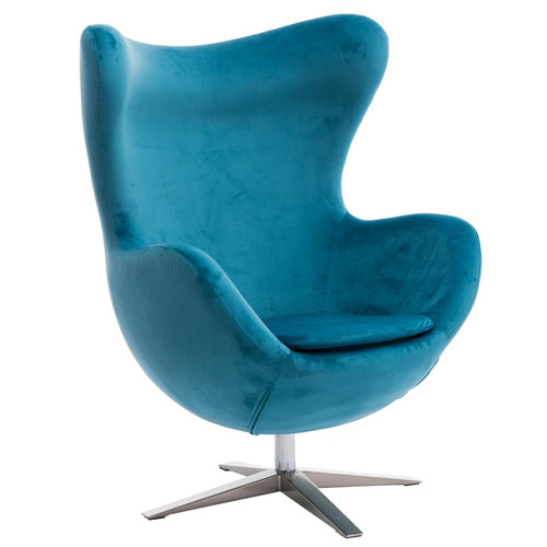 Armchair Egg Velvet, blue