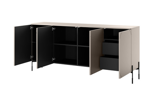 Four-Door Cabinet with Drawer Unit Sonatia 200 cm, cashmere