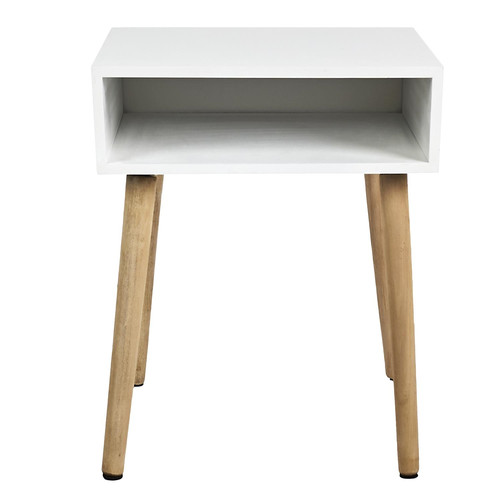Bedside Table Nightstand Niche, white/natural