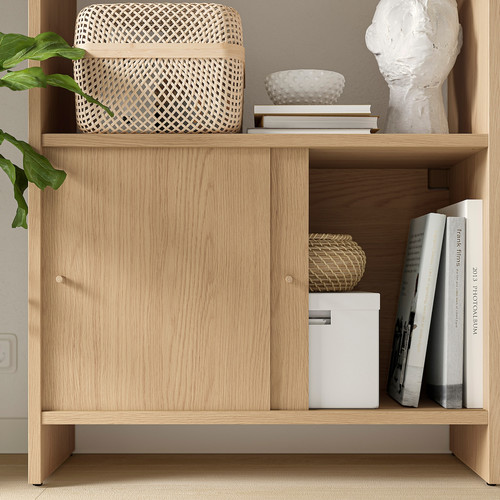 LÅDMAKARE Cabinet with sliding doors, oak effect