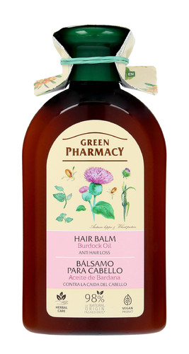 Green Pharmacy Hair Balm Anti-Hair Loss Hair Burdock Oil 98% Natural Vegan 300ml