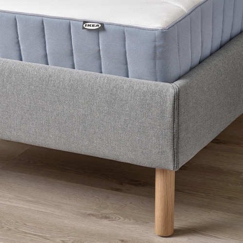 TÄRNKULLEN Upholstered bed frame, Tibbleby beige/grey/Luröy, 140x200 cm