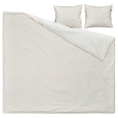 BANDKNIPPE Duvet cover and 2 pillowcases, white/beige, 200x200/50x60 cm