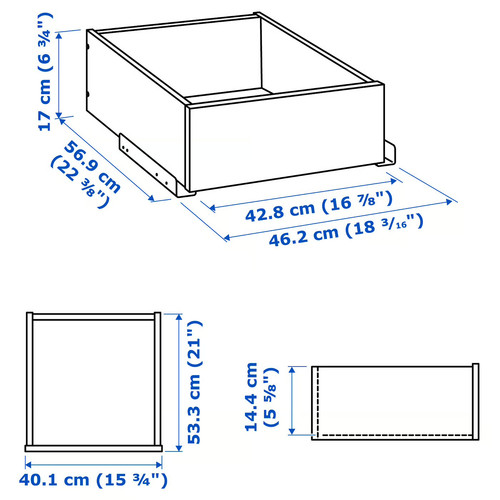 KOMPLEMENT Drawer with glass front, beige, 50x58 cm