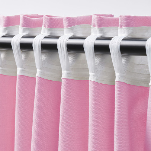 GINSTMOTT Curtains, 1 pair, pink/with heading tape, 145x300 cm