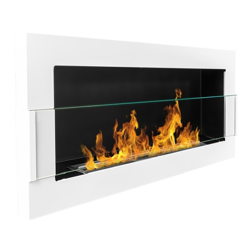 Wall-mounted Biofireplace with Glass 900 x 400 mm, high-gloss white