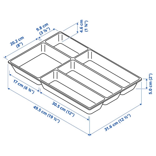UPPDATERA Cutlery tray, white, 32x50 cm