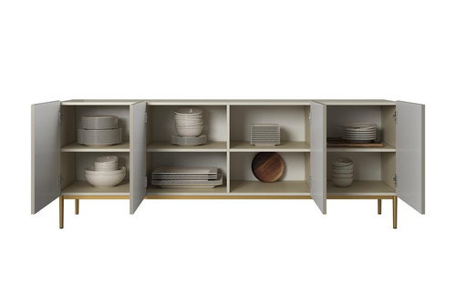 Four-Door Cabinet Nicole 200cm, cashmere, gold legs