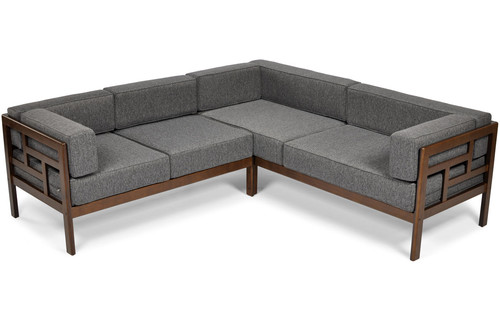 Garden Outdoor Corner Sofa, wood, dark brown, graphite grey