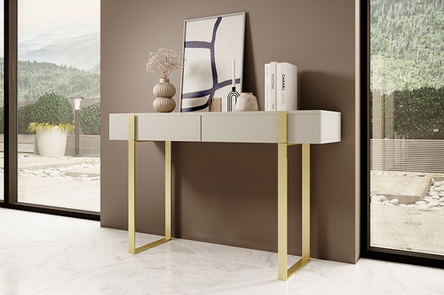 Modern Console Table Dresser Dressing Table Verica, cashmere/gold legs