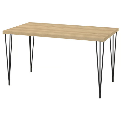 SKÅLSTA Table, oak effect/hairpin black-grey, 140x80 cm