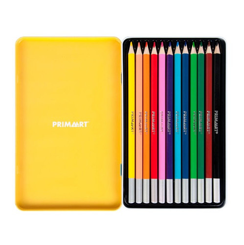 Prima Art Triangular Colour Pencils 12 Colours in Metal Box