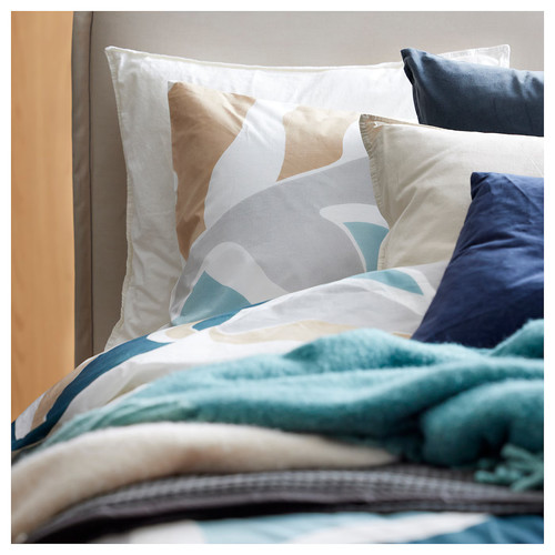 KLIPPOXEL Throw, grey-turquoise, 130x170 cm