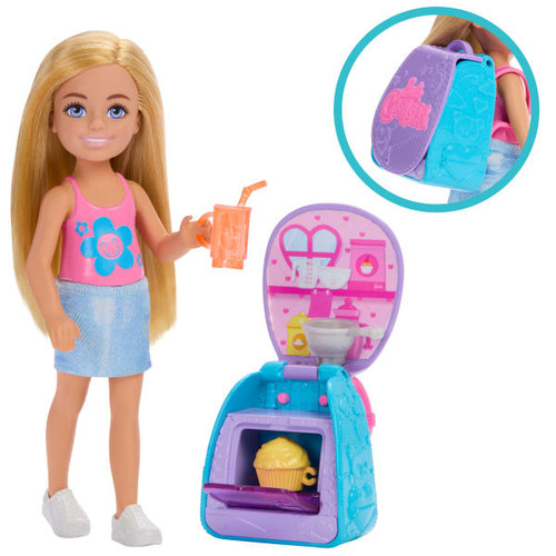 Barbie Family & Friends Chelsea Cupcake Baking Backpack Chelsea Doll JBF46 3+