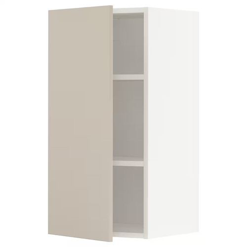 METOD Wall cabinet with shelves, white/Havstorp beige, 40x80 cm