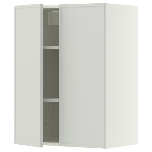 METOD Wall cabinet with shelves/2 doors, white/Aspudden light grey, 60x80 cm