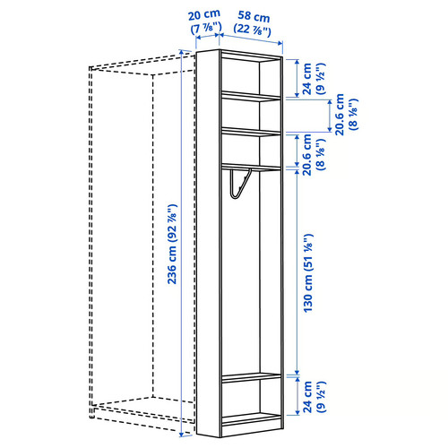 PAX Add-on end-unit, oak effect, 20x58x236 cm