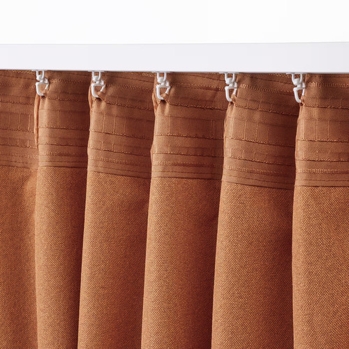 LÖNNSTÄVMAL Block-out curtains, 1 pair, light red-brown, 145x300 cm