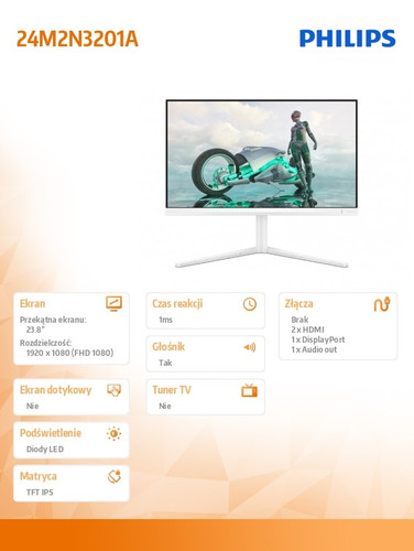Philips 23.8" Monitor 24M2N3201A IPS 180Hz HDMIx2 DP Pivot Speakers