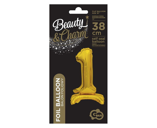 Foil Balloon Number 1 Standing, gold, 38cm