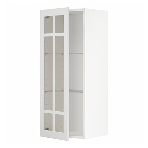 METOD Wall cabinet w shelves/glass door, white/Stensund white, 40x100 cm