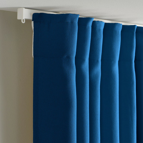 GINSTMOTT Curtains, 1 pair, dark blue/with heading tape, 145x300 cm