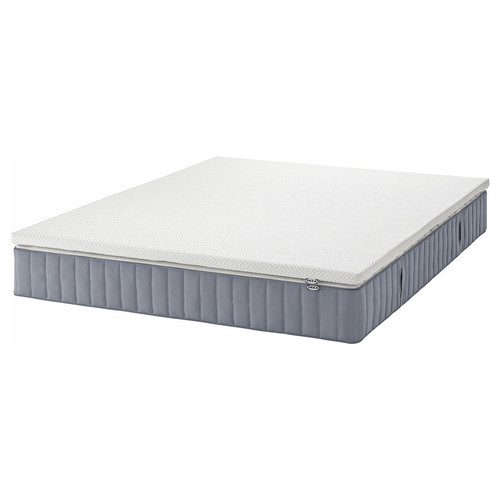 VALEVÅG Mattress and mattress pad, medium firm light blue/Nordberget white, 160x200 cm