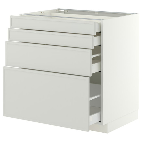METOD/MAXIMERA Base cab 4 frnts/4 drawers, white/Aspudden light grey, 80x60 cm