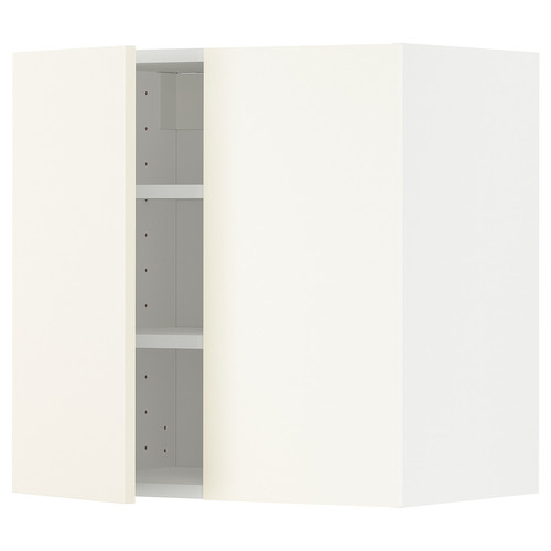 METOD Wall cabinet with shelves/2 doors, white/Vallstena white, 60x60 cm