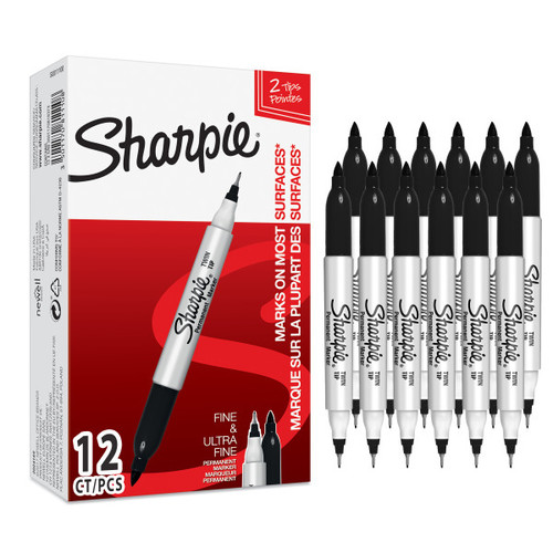 Sharpie Marker Perman 2in1 12pcs, black