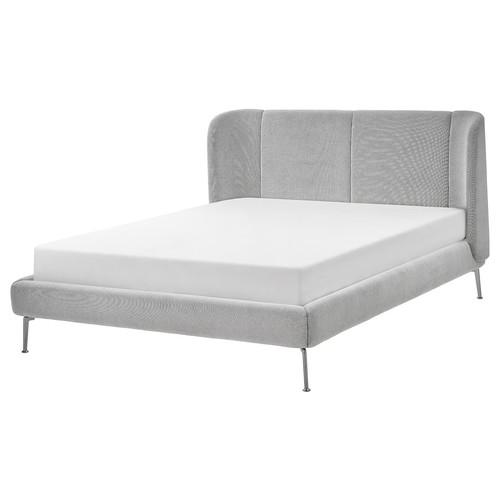 TUFJORD Upholstered bed frame, Tallmyra white/black/Luröy, 160x200 cm