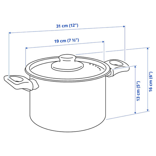 HEMLAGAD Pot with lid, non-stick coating black, 3 l