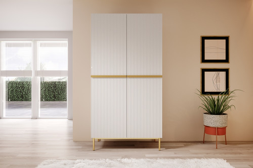 Wardrobe Nicole 100 cm, matt white, gold legs