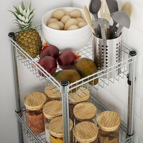 OMAR Shelving unit with 3 baskets, galvanised, 46x36x94 cm
