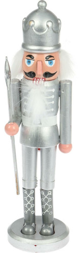 Nutcracker Christmas Decoration 28cm, silver, crown