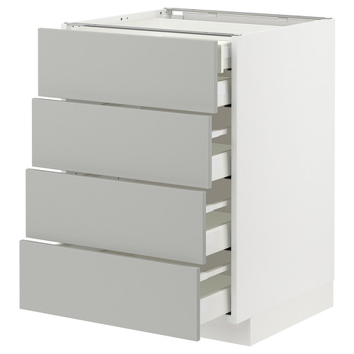 METOD / MAXIMERA Base cb 4 frnts/2 low/3 md drwrs, white/Havstorp light grey, 60x60 cm