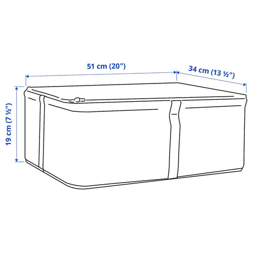 HEMMAFIXARE Storage case, fabric striped/white/grey, 34x51x19 cm