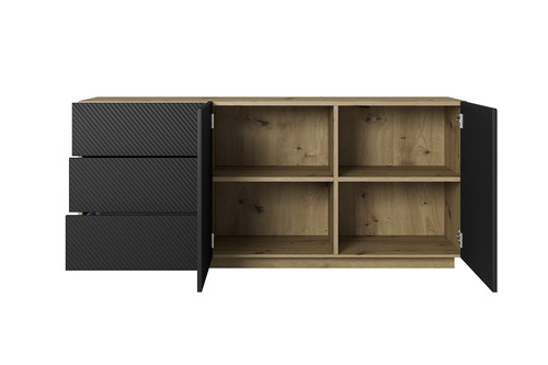 Chest of Drawers Asha 167cm, artisan/matt black