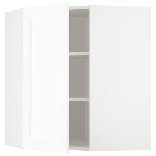 METOD Corner wall cabinet with shelves, white Enköping/white wood effect, 68x80 cm