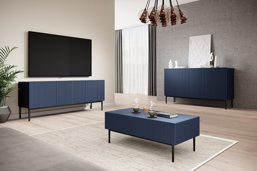 Three-Door Cabinet Nicole 150 cm, dark blue, black legs