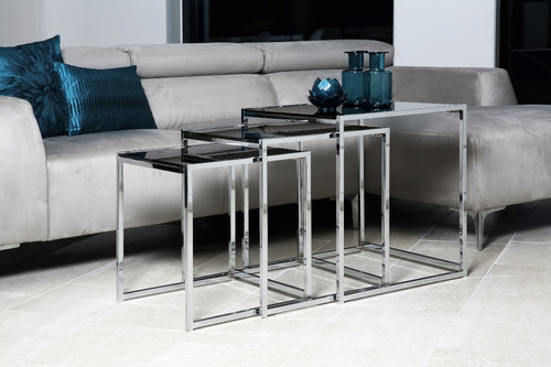 Nesting Tables Set of 3 Cross, black