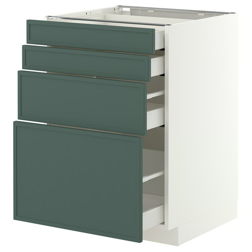 METOD/MAXIMERA Base cab 4 frnts/4 drawers, white/Aspudden dark grey-green, 60x60 cm