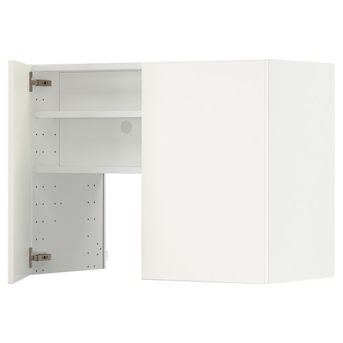 METOD Wall cb f extr hood w shlf/door, white/Veddinge white, 80x60 cm