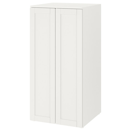 SMÅSTAD / PLATSA Wardrobe, white with frame/with 3 shelves, 60x57x123 cm