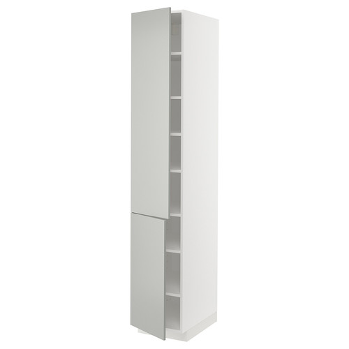 METOD High cabinet with shelves/2 doors, white/Havstorp light grey, 40x60x220 cm
